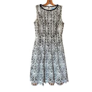 Antonio Melani Romantic Cream & Black Lace Dress Size 0 Coquette Quiet Luxury